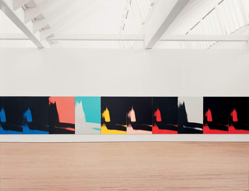 Andy Warhol
Shadows, 1978–79
Installation of 72 of 102 paintings
Acrylic, variously silkscreened and painted on canvas
76 x 52 inches (193 x 132 cm) each
Dia Art Foundation
