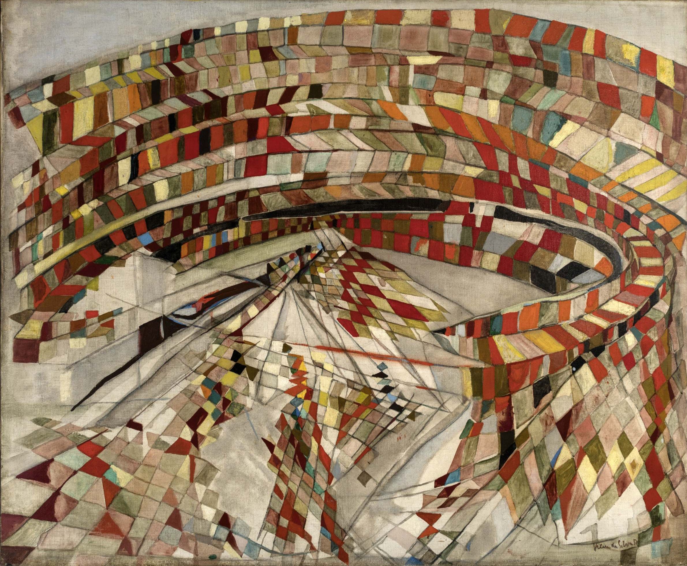 Maria Helena Vieira da SilvaL’Arène (La arena), 1950 Óleo sobre lienzo 60 x 73 cm Colección particular, Portugal. Cortesía de la Galerie Jeanne Bucher Jaeger, París-Lisboa © María Helena Vieira da Silva, VEGAP, Bilbao 2025